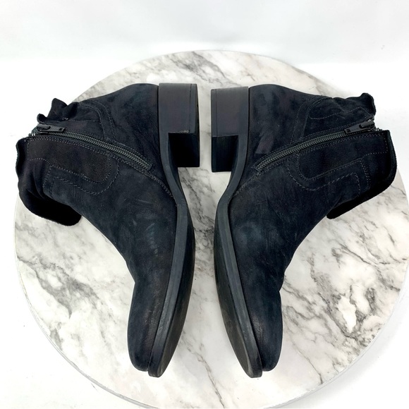 Paul Green Pammela Nubuck Booties 6/8.5 Soft Edgy Classic Minimalist Moto Luxe - Picture 7 of 16